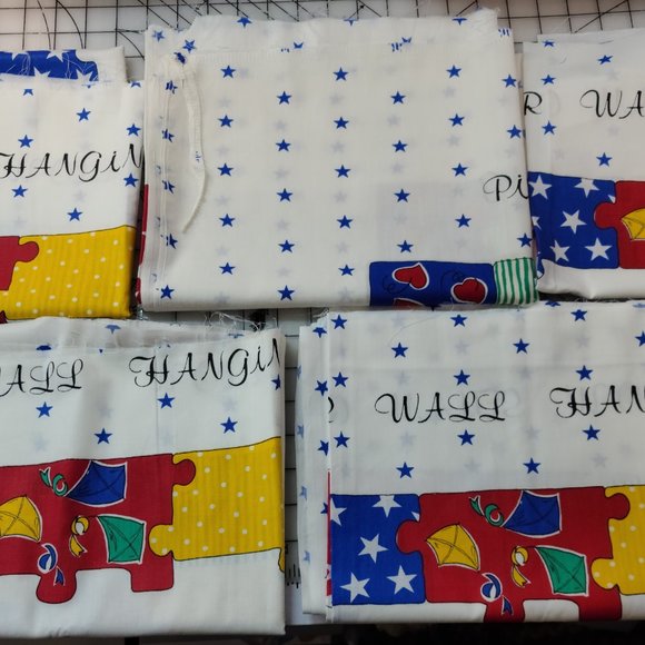 Kids Playing Sports Wall Hanging /Pillow Sham Fabric Craft Panels/5 TOTAL VTG!! - Picture 16 of 16